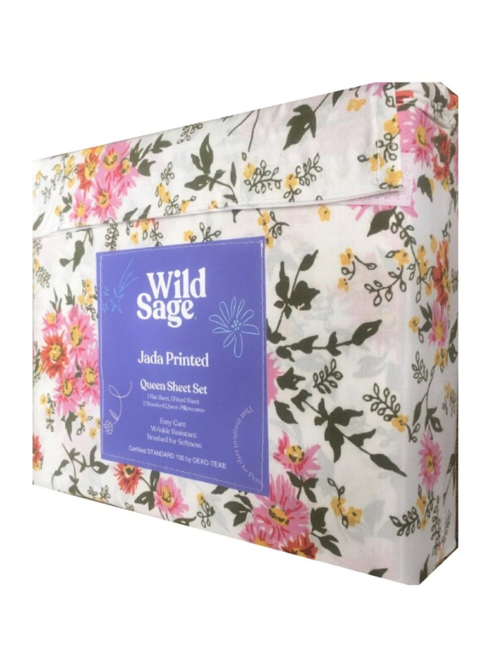 new Wild Sage Jada Print GARDEN FLORAL 225TC 100% Brushed Cotton QUEEN Sheet Set